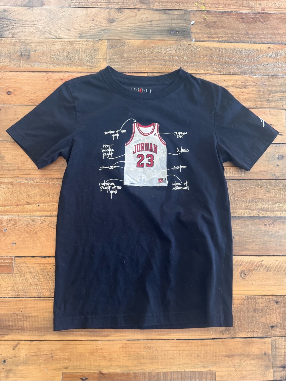 Jordan Black Tee with White & Red Jersey Graphic